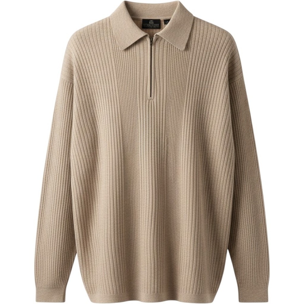 1989 vintage Structure long sleeve ribbed knit half-zip sweater pointed collar